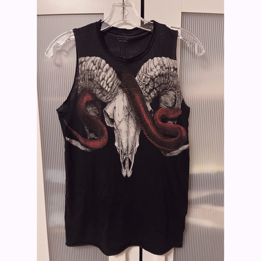 All Saints x Serpents & Snakes Records Black Graphic Tank Top
